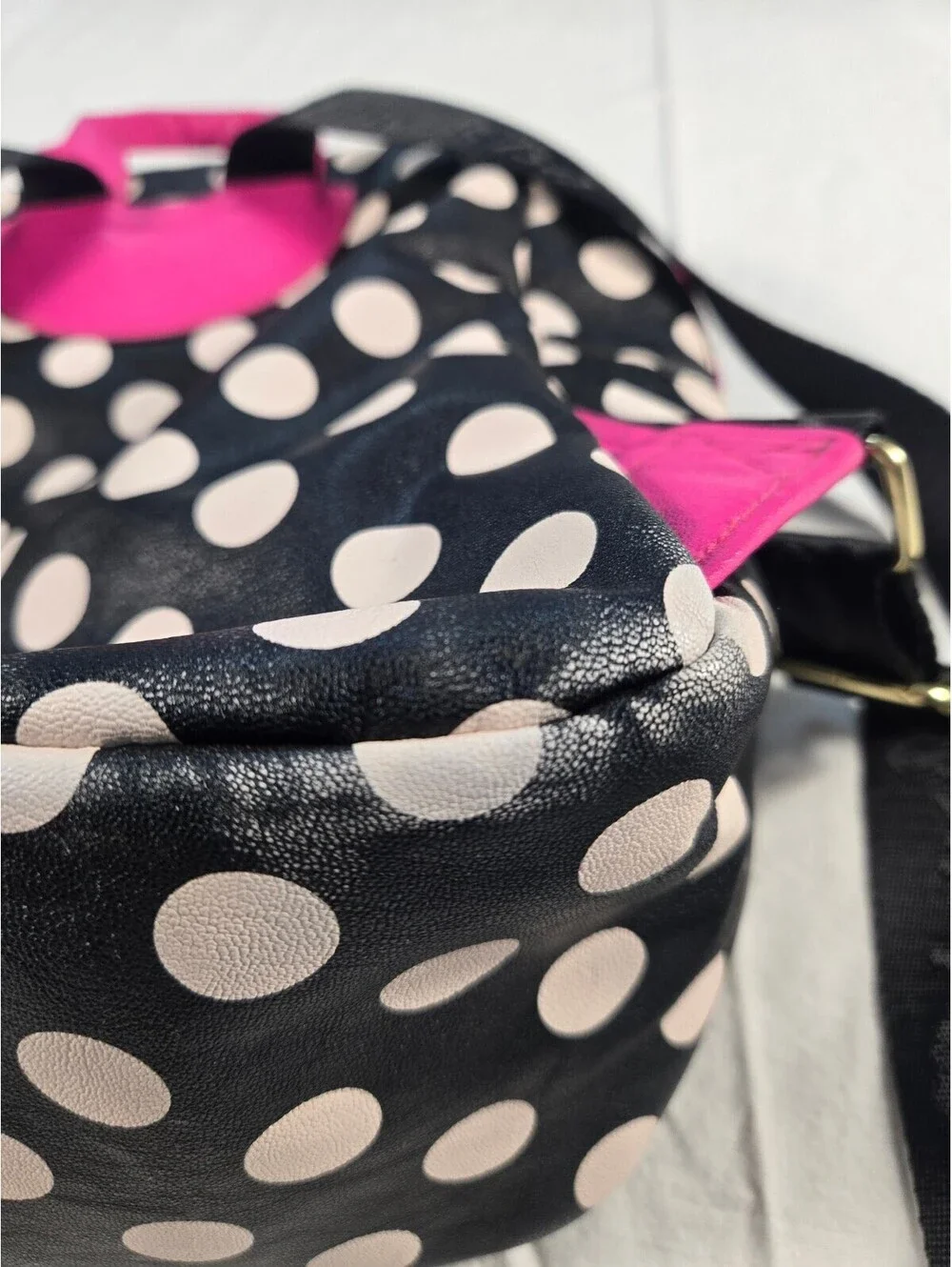 Betsey Johnson Polka Dot Mini Backpack Pink Trim Goth Retro